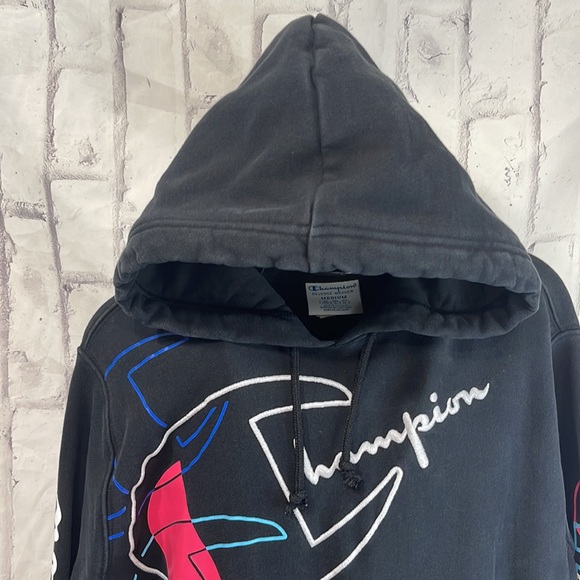Champion Reverse Weave Hoodie Sweatshirt Vintage Embroidered Spellout - Picture 12 of 14